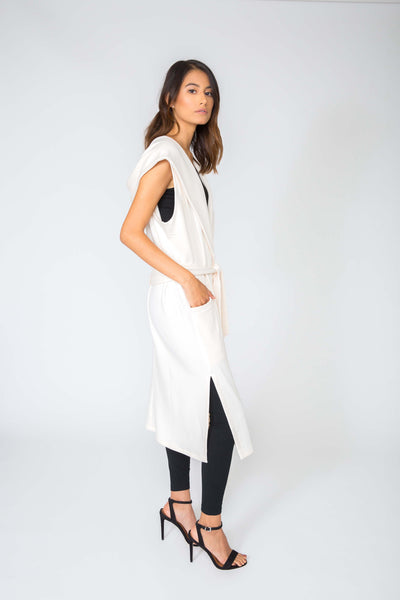 CREAM ESTELLE LONG PLUSH VEST