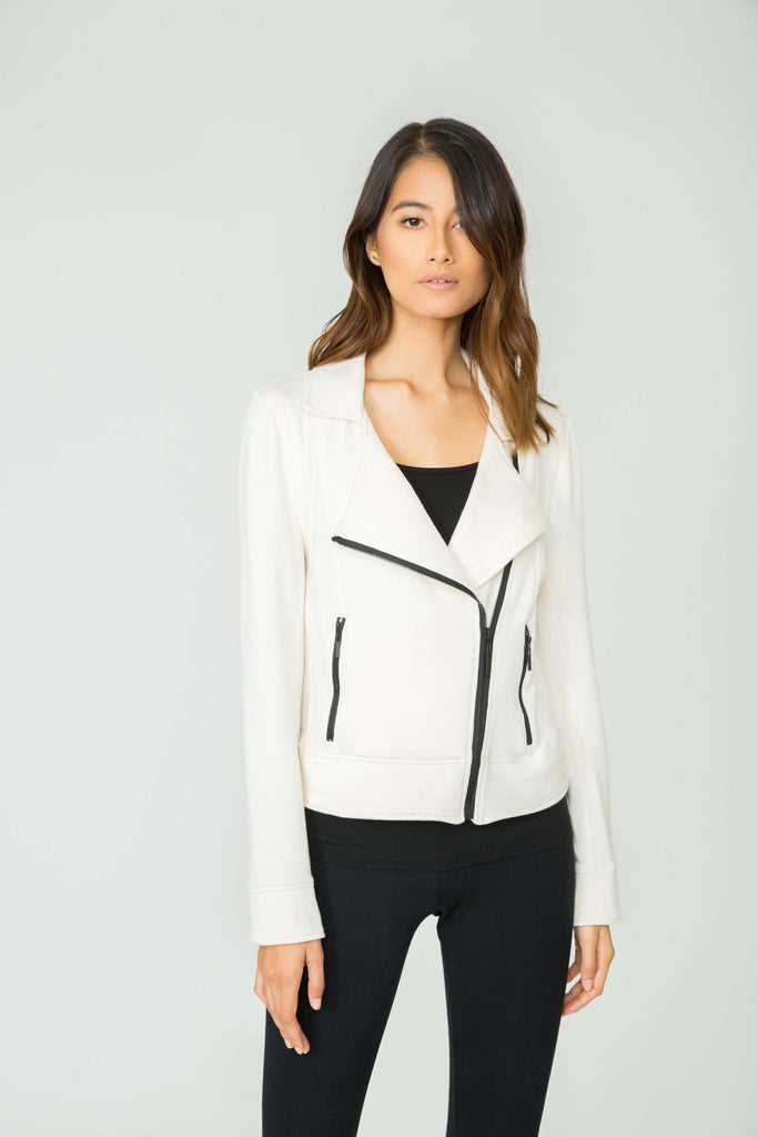 CREAM FELECIA JERSEY KNIT BLAZER