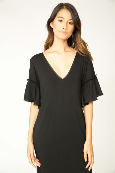 ONYX AUDREY RUFFLE SLEEVE DRESS