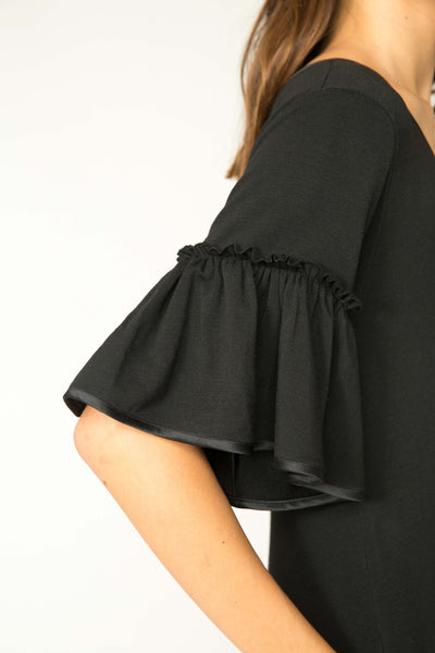 ONYX AUDREY RUFFLE SLEEVE DRESS