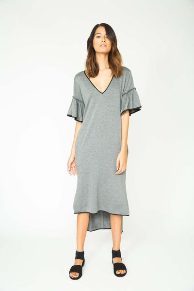 SLATE AUDREY RUFFLE SLEEVE DRESS