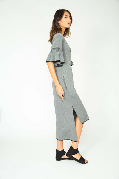 SLATE AUDREY RUFFLE SLEEVE DRESS