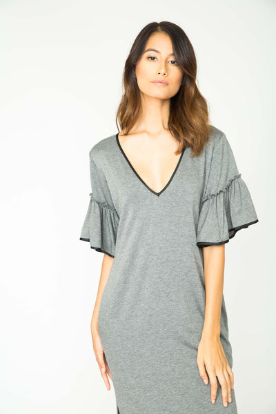 SLATE AUDREY RUFFLE SLEEVE DRESS
