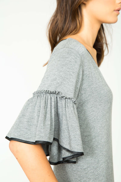 SLATE AUDREY RUFFLE SLEEVE DRESS