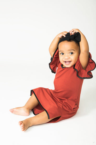 AUDREY RUFFLE SLEEVE DRESS